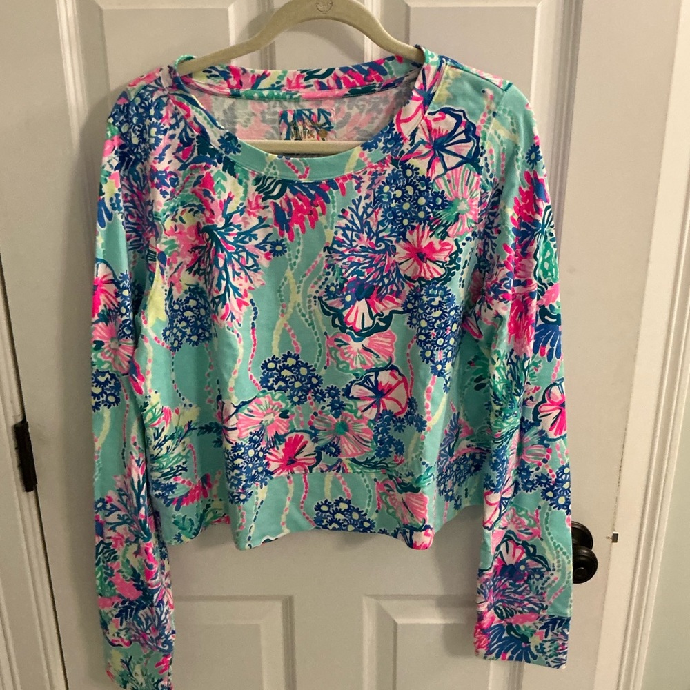 Lilly Pulitzer Alex Luxletic cropped top sz XL Beach You to It
